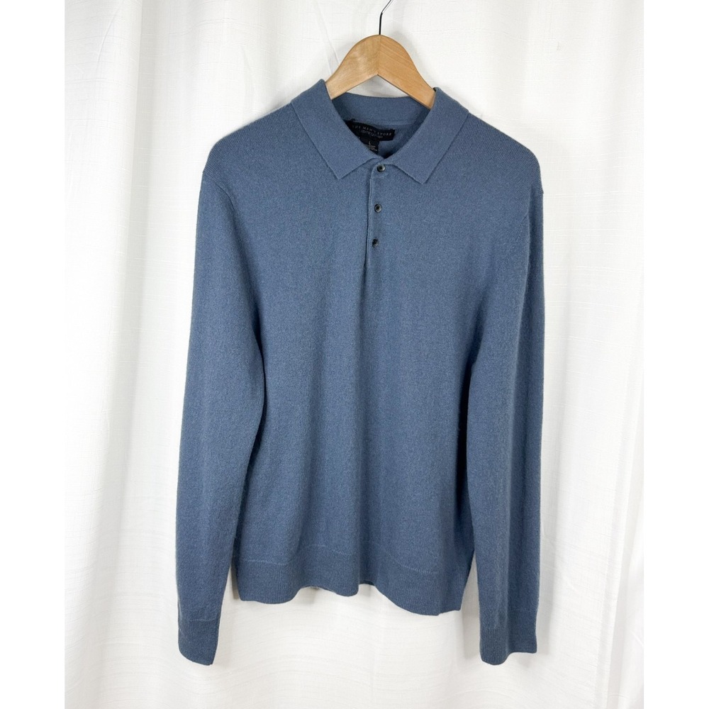 The Men's Store Bloomingdale's 100% Cashmere Polo Sweater Men's Large Blue EUC